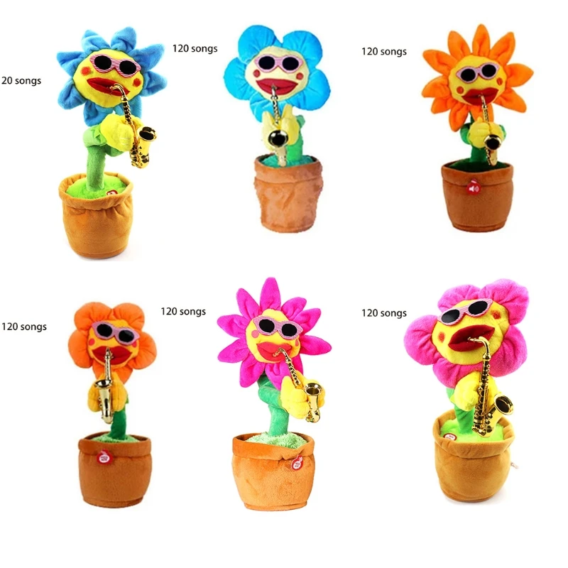

33 см/13 дюймов, плюшевый мягкий цветок, украшение для электрического кукольного домика, милый детский подарок, танцевальный цветок с 120 песня...