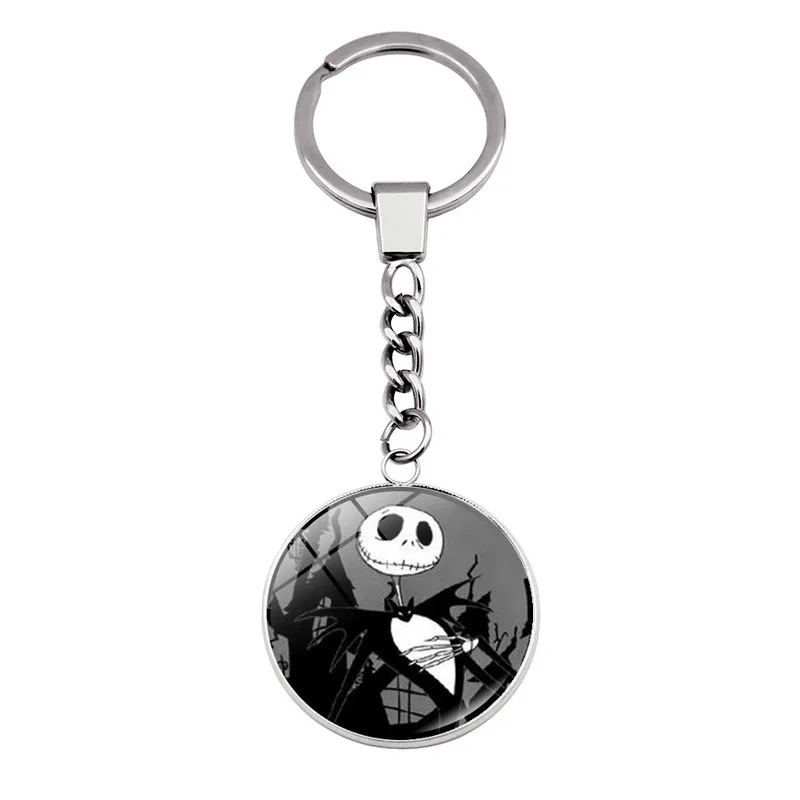 

30pcs/lot Christmas Fright Night Keychain Vintage Bronze Keyring Jewelry Pendant Convex Glass Keychain Friends Gift 2020