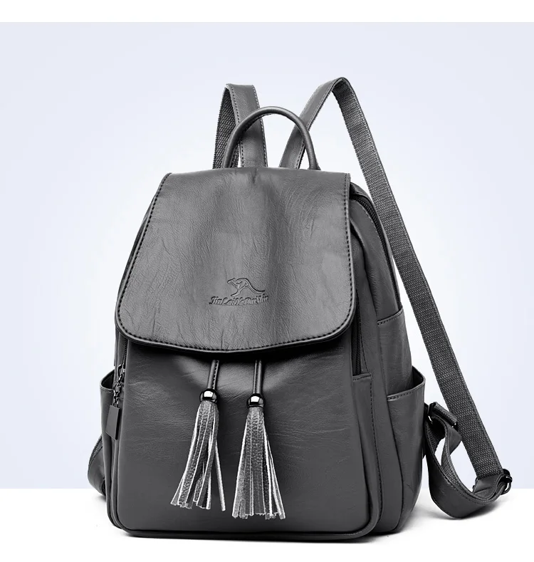 Модный женский рюкзак Mochilas из овечьей кожи с кисточками, Женская дорожная сумка, рюкзаки, школьные рюкзаки для девочек-подростков
