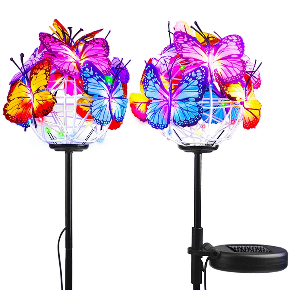 

Ground Plug Solar Light Led Lawn Lamp Garden Decorative Stake Lights With Bulb Colorful Butterflies Waterproof For Path Yard