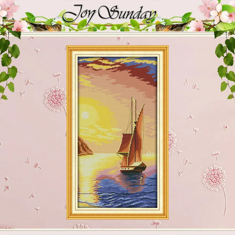 Набор для вышивки парусник на закате 11CT 14CT | Дом и сад