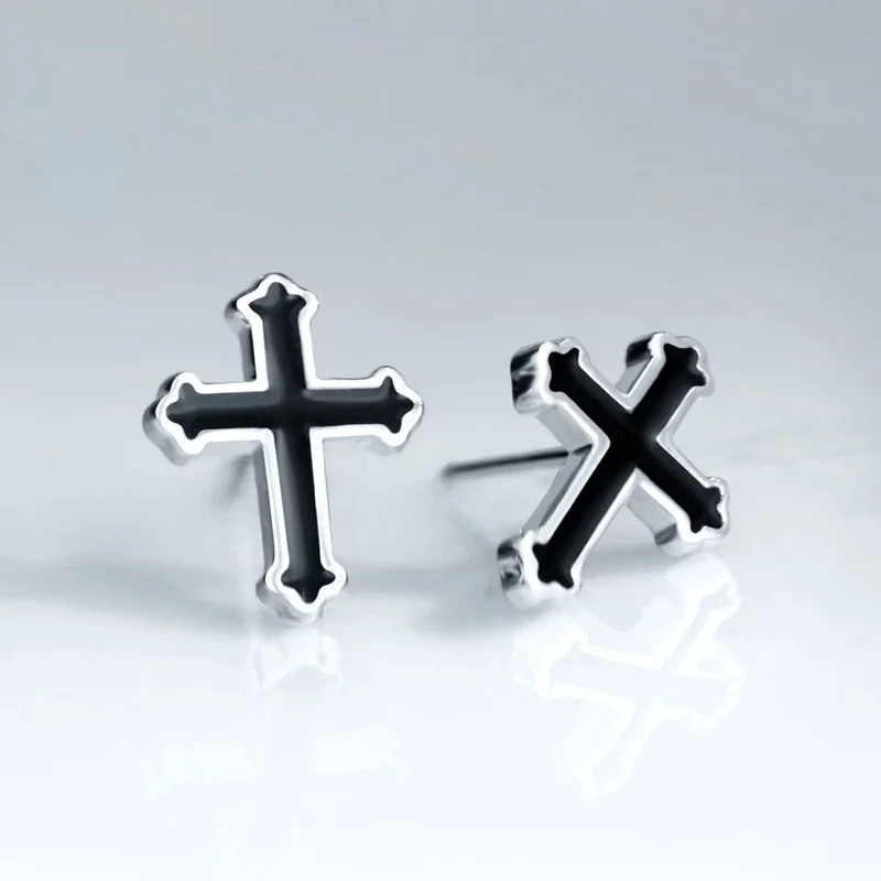 

925 sterling silver women man's cross fashion jewelry zircon high quality stud earrings luxury hoops popular earrings