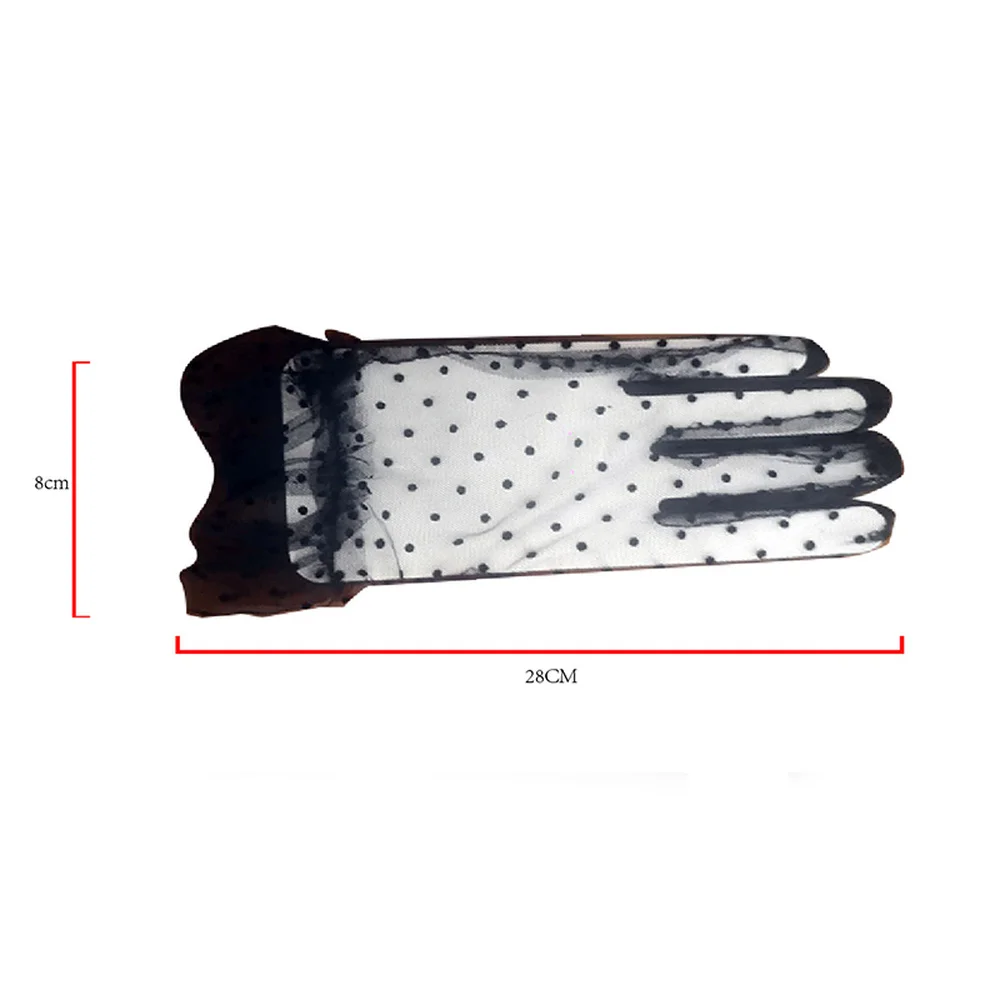 

Women Sexy Dot Mesh Gloves Party Stretchy Princess Stuff Lady New Spring Summer Full Finger Female Fashion Accessories