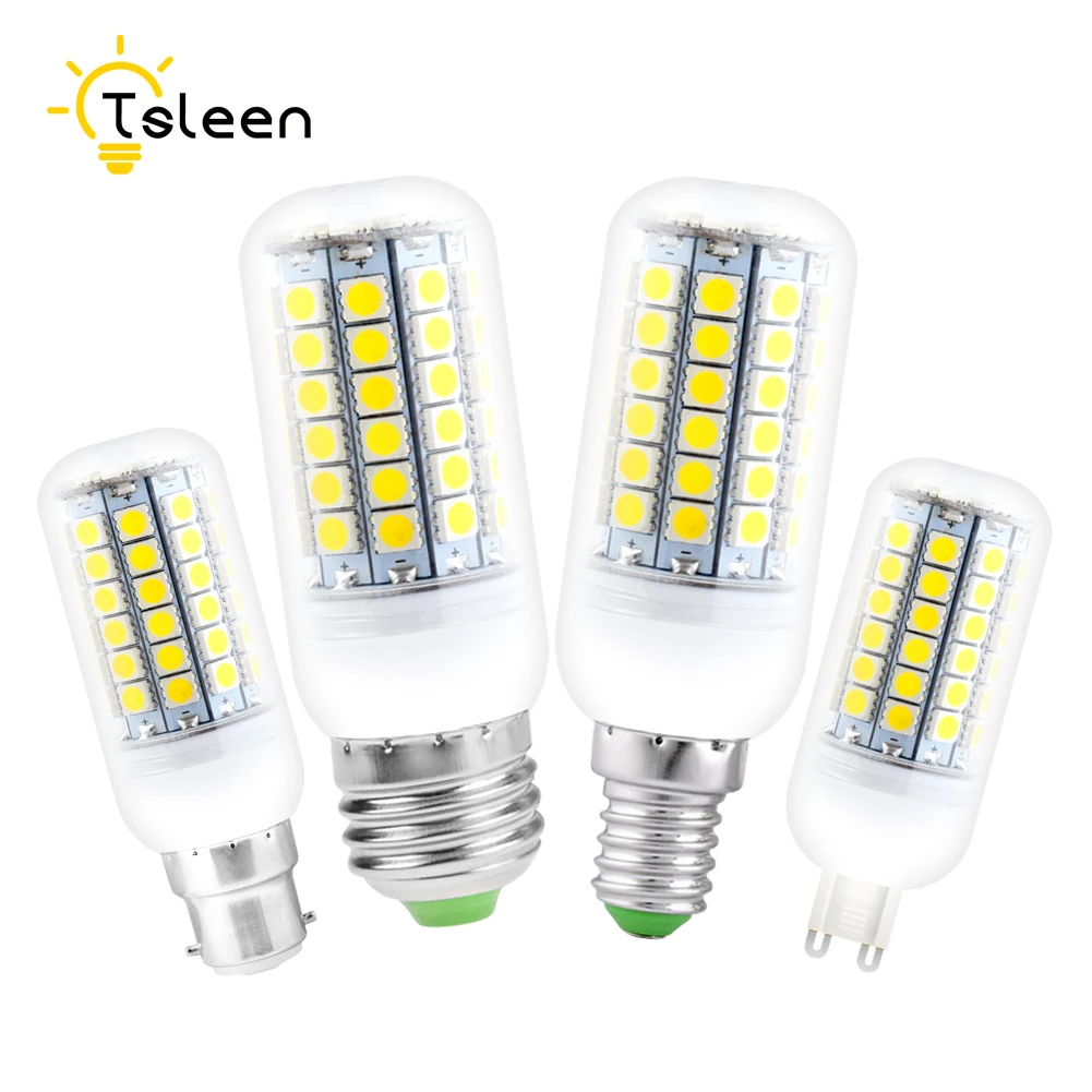 TSLEEN 5 шт. Светодиодная лампа 15 Вт 13 12 11 9 кукурузный светильник AC220V E27 E14 B22 G9 5050
