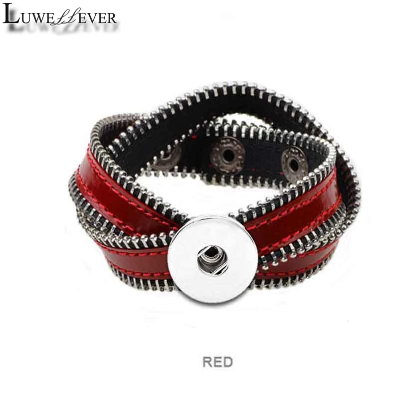 Браслет на молнии из 105 натуральной кожи в стиле ретро|charm jewelry|18mm snaps18mm snap button |