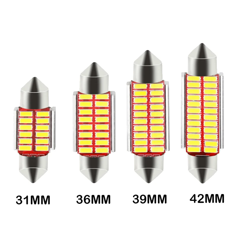 

100PCS Festoon C5W 31mm 36mm 39mm 42mm LED for Car Bulb Interior Reading Lamp License Plate Lights White 5000K free error 12V