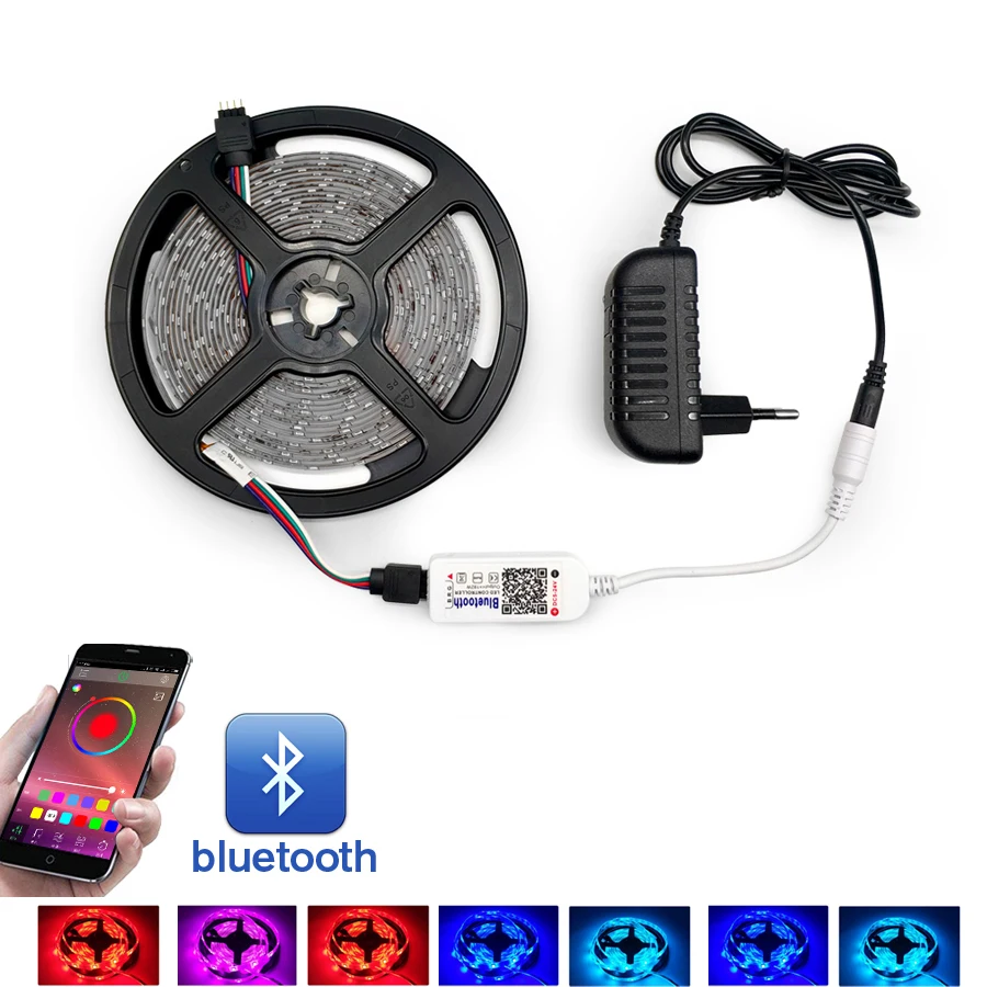 

RGB 5050 LED Light Strip Waterproof RGB Led Tape Flexible Light Strip Bluetooth control of mobile phone 12V Power Supply