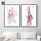 Картина на холсте мультфильм балет Танцующая девушка Эйфелева башня настенные художественные плакаты на холсте принты настенные картины для детской комнаты декор