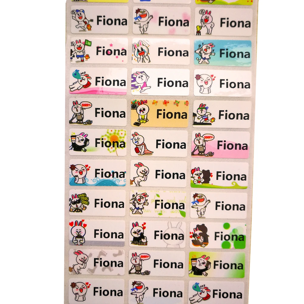 Милый мультфильм стикер линии шаблон пользовательское имя водонепроницаемый