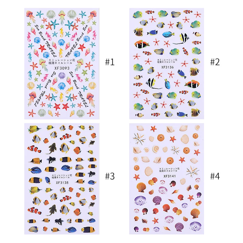 1 шт. цветные наклейки для ногтей акриловый океан лето пляж тема серии смешанные s