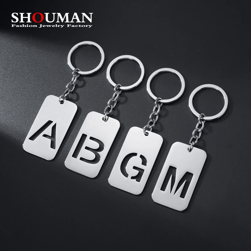 

SHOUMAN оригинальная буква A-Z 26 букв, брелок из нержавеющей стали 316L, полированная, изготовленная на заказ, гравировка имени, дата, подарок для женщин и мужчин