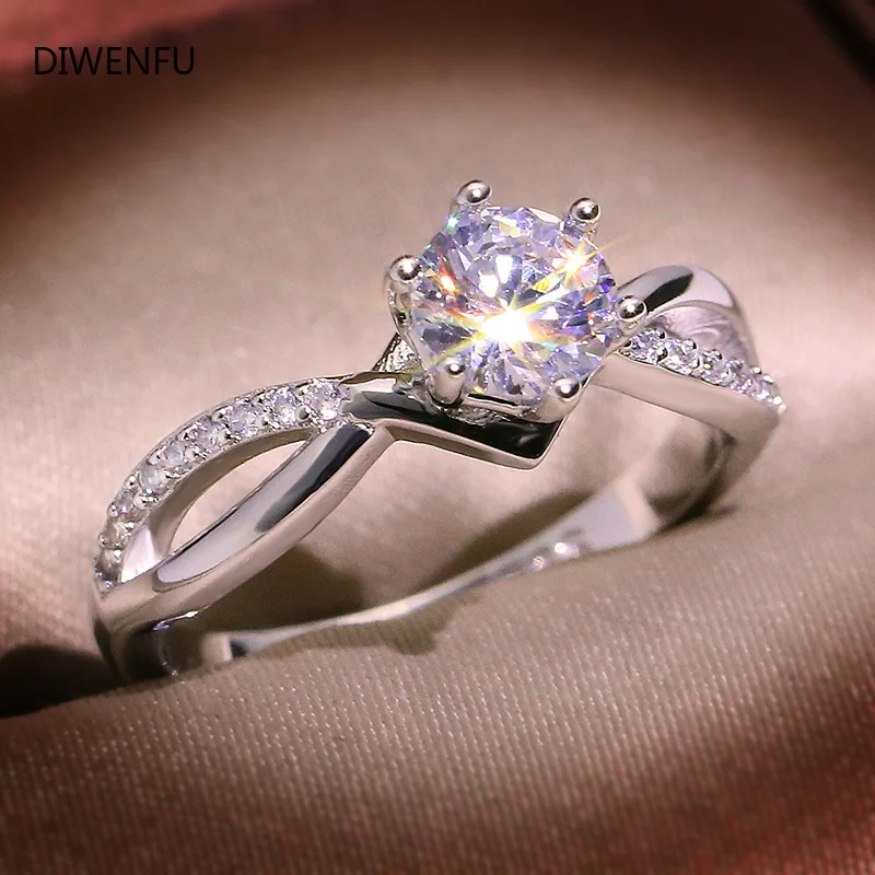 

S925 Sterling Silver Ring for Women Diamond Wedding Rings for Couples Trebdy Round Diamond 925 Silver Ring for Fine Jewelry