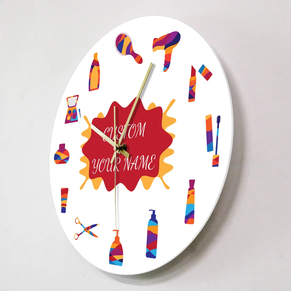 Часы настенные из акрила бесшумные для салона красоты |