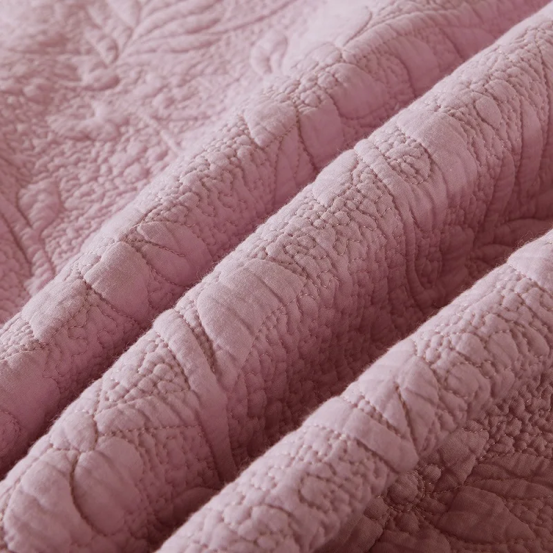 Comprare Set Trapunta Ricamata Di Qualità 3 Pezzi Coperta Trapuntata In Cotone Copriletto Spesso Sui Copriletti Copriletto Tinta Unita King Size