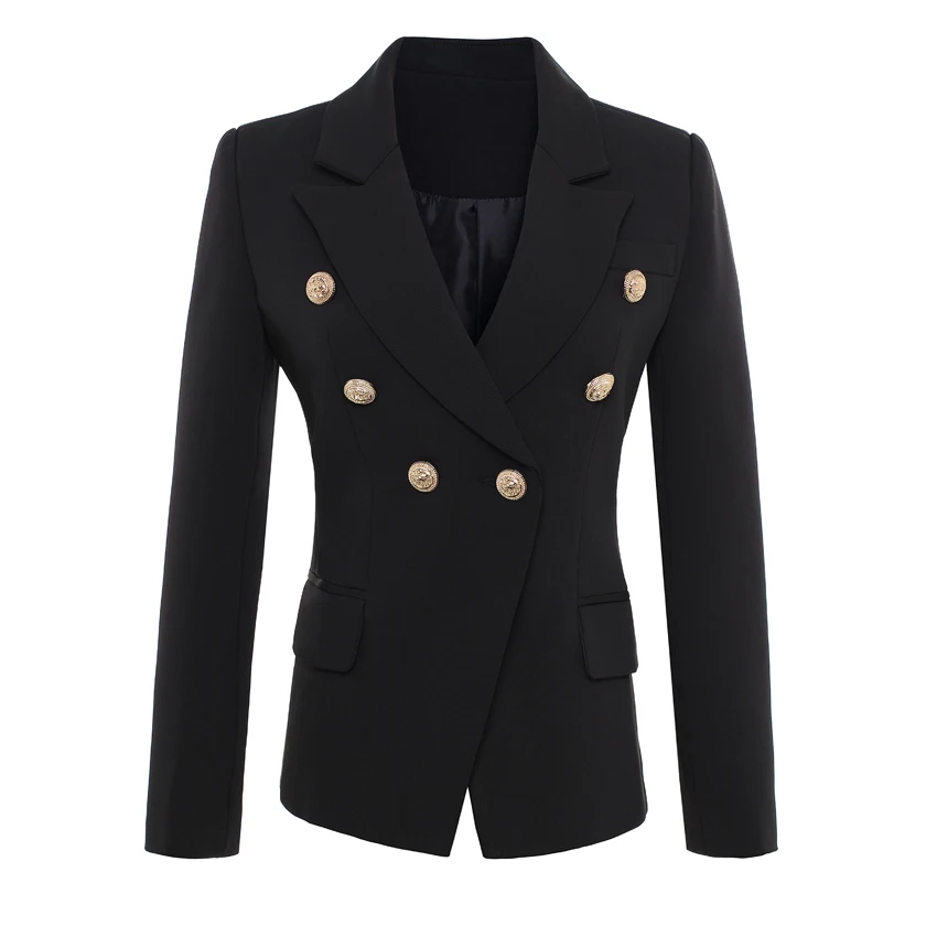 

HIGH QUALITY New Fashion 2021 Runway Star Style Jacket Women's Gold Buttons Double Breasted Blazer OuterwearS-5XL