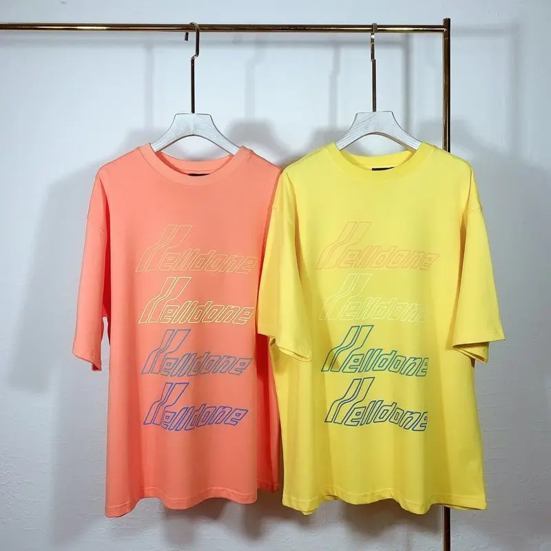 

20ss We11 Done T shirt summer fruit matching color 3D gradient monogram We11 Done tee lovers large outline We11 Done T shirt