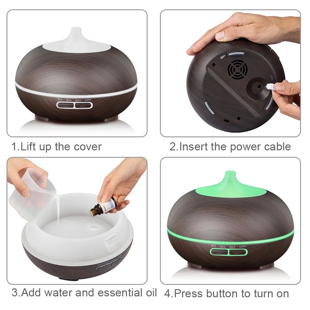 

300ml Aroma Diffuser Aromatherapy Wood Grain Essential Oil Diffuser Ultrasonic Humidifier