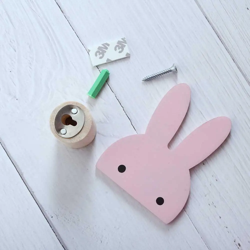 Pink Rabbit 1 шт. популярный кролик/облако настенные навесные крючки DIY деревянная вешалка настенная наклейка для детской комнаты принадлежности дверной крючок, Товары для ванной - Цвет: Pink Rabbit