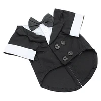 pet suit apparel tuxedo party clothes costume wedding bow tie greyblack