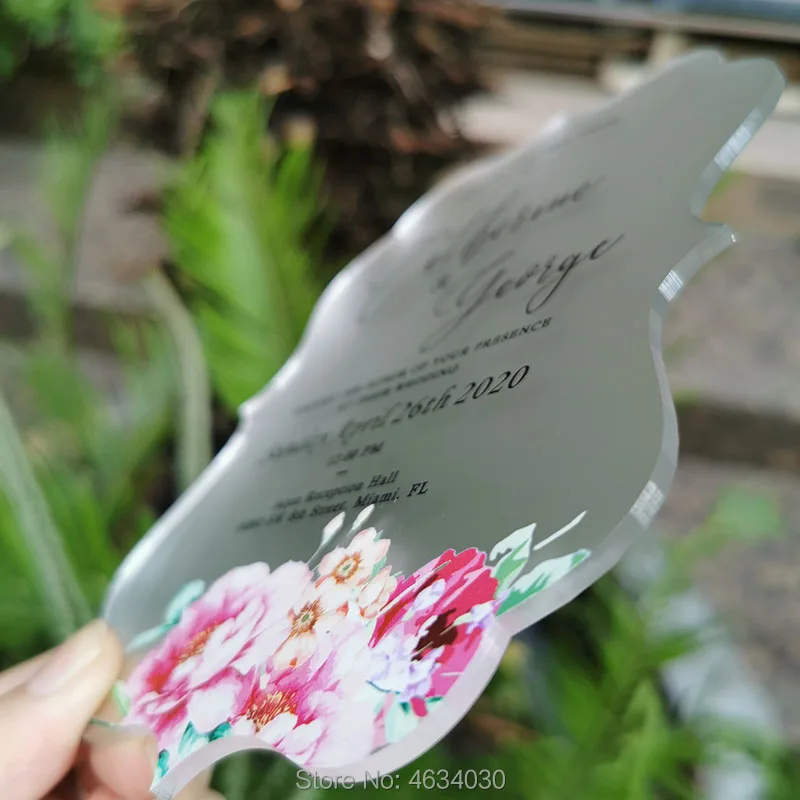 Прозрачная матовая стеклянная акриловая открытка с белым принтом на заказ для