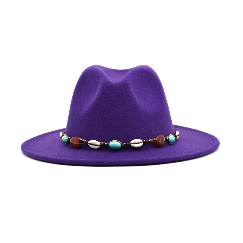 Fashionable Ladies Spring And Autumn Hat Wool Blended Hat Wide-Brimmed Gentleman Travel Jazz Hat Male Ethnic Wind Dome Hat F13