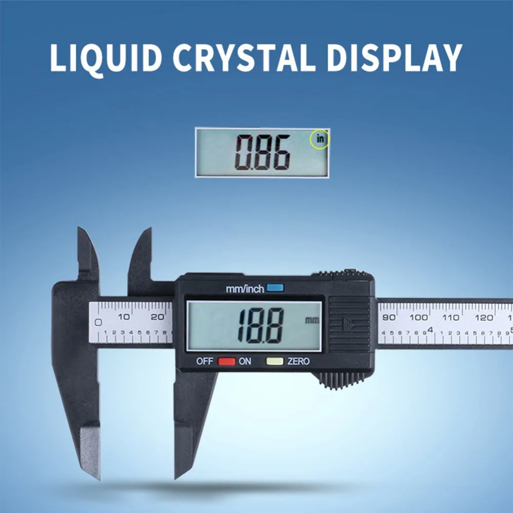 

1Pc Precisely Tool 150mm 0-6 inch LCD Digital Electronic Carbon Fiber Vernier Caliper Gauge Micrometer Measuring Tool #279310
