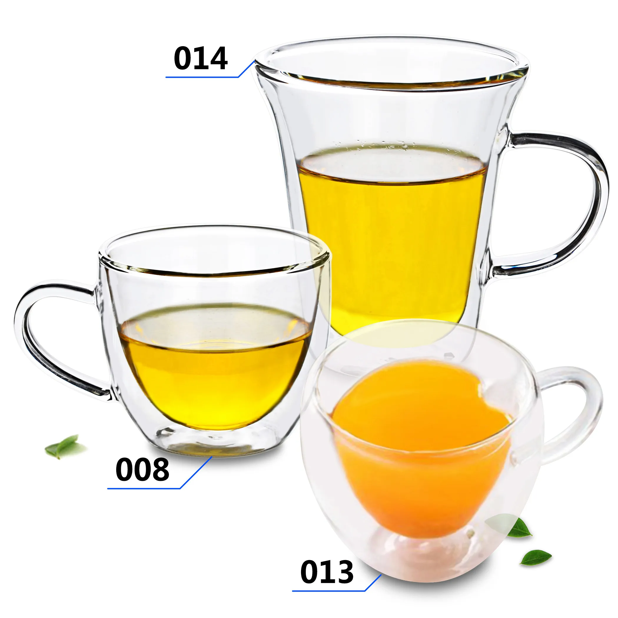 

Various of Heat Resistant Clear Double Walled Glass Tea Coffee Cup Mug w/ Handle