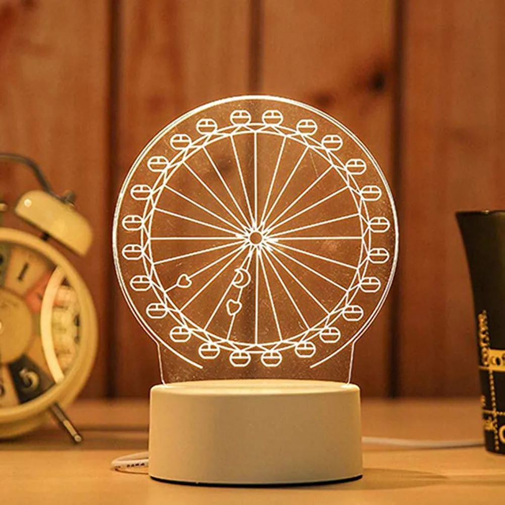 3D USB акриловый ночной Светильник s Настольный безделушки светодиодный светильник