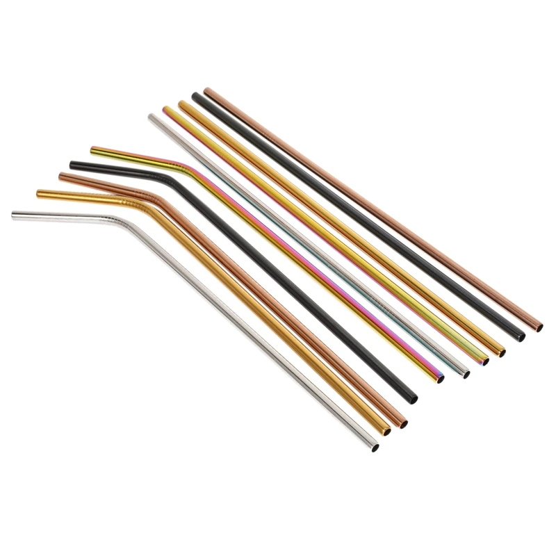 

Многоразовые соломинки из нержавеющей стали, набор из 10 очень длинных металлических соломинок для питья 10,5 дюйма с 2 щетками и сумкой для пе...