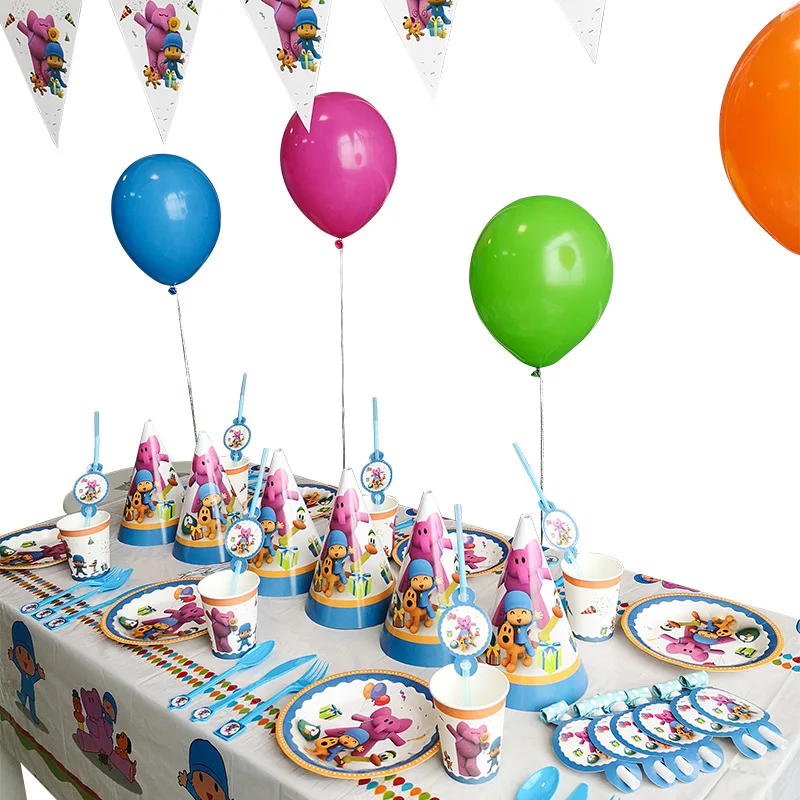 

59Pcs / POYOCO Party Supplies Baby Bath Party Tableware Kids Birthday Party Decoration Birthday Balloon Supplies