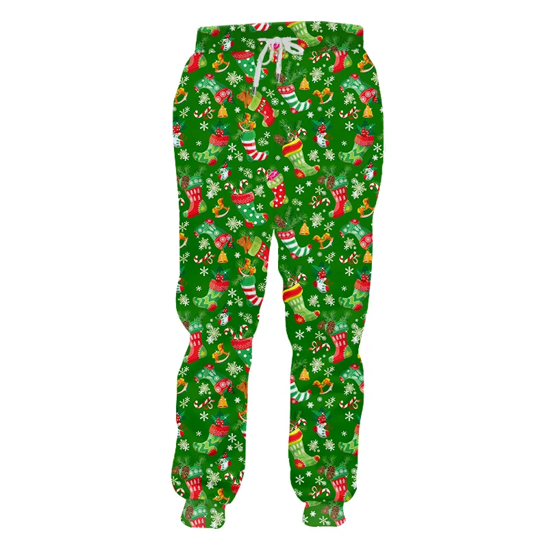 

UJWI Christmas Socks Sports Pants Snowflake Pine Cone 3D Print Casual Sweatpants All Season Suitable Sports Jogger Trousers 6XL