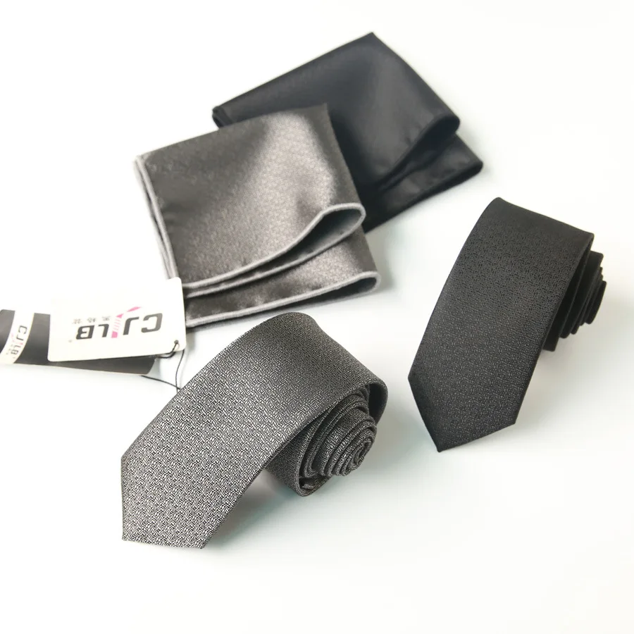 

Sitonjwly Classic Solid Black Neck Ties for Mens Business Neckties Handkerchief Set Wedding Gentlemen Pocket Square Tie Set