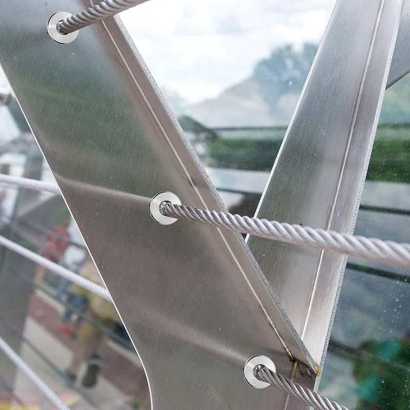

Stainless Steel Protector for 1/8, 5/32, 3/16 Inch Cable Railing with a Drill Bit, Decking Handrail for Wood Post (60)