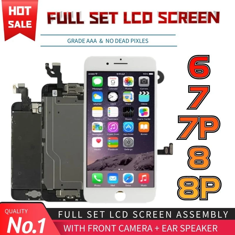 

Full Assembly For iPhone 7 8 Plus Complete LCD 3D Touch Digitizer Screen Replacement for iphone 6 7 8 Plus Display Front Camera