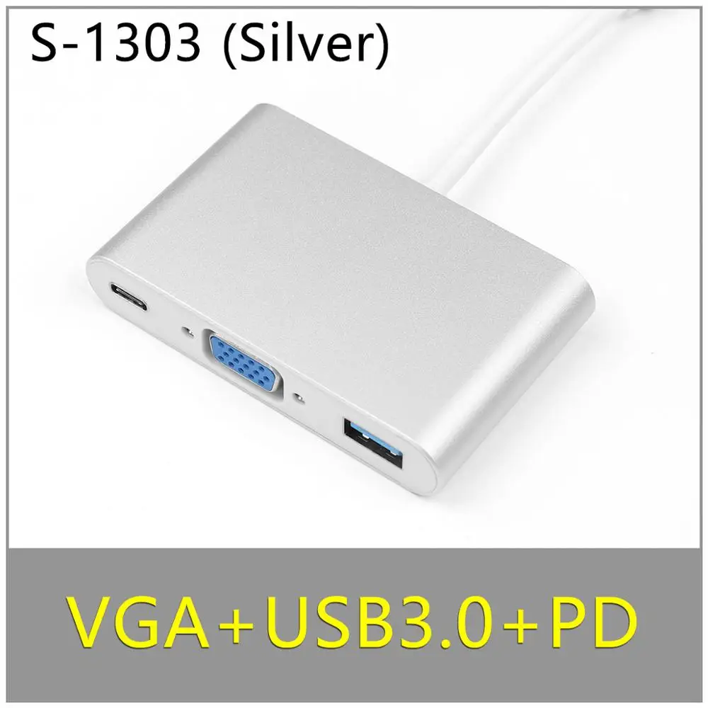 USB 3,1 type C к HDMI USB 3,0 USB-C адаптер концентратор type-C HDMI/VGA/RJ45 адаптер HD 1080P для Macbook Pro Air 12 13 15 16 дюймов - Цвет: TC-1303-17