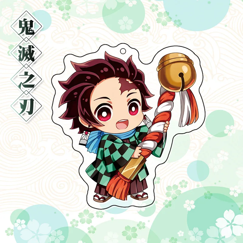 

2021 Anime Demon Slayer Acrylic Student Backpack Key Chains Cute Brinco Blade Of Ghost Keyring Kamado Tanjirou Cosplay Keychain