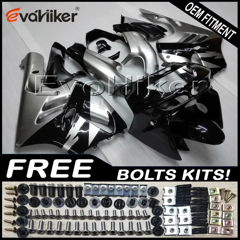 

Custom motorcycle plastic cover for ZX-9R 1994-1997 ABS motor panels black silver+gifts