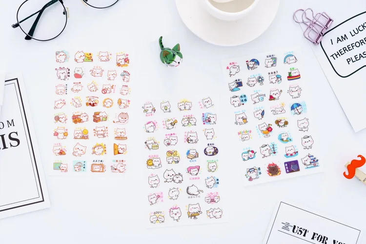 Kawaii Cat милые наклейки из мультфильмов наклейки Канцелярские Декоративные наклейки для детей девочек DIY дневник в стиле Скрапбукинг