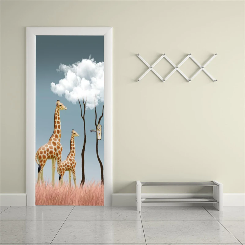 

Self-adhesive cartoon pattern art door sticker home decoration door cover wall sticker mural porch wallpaper poster