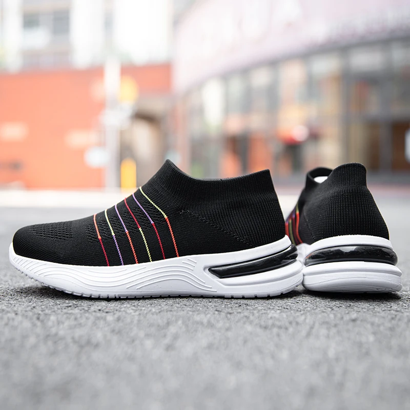 

Woman Vulcanize Shoes Breathable Mesh Platform Sneakers Women Slip on Soft Ladies Casual Running Woman Knit Sock Shoes Flats