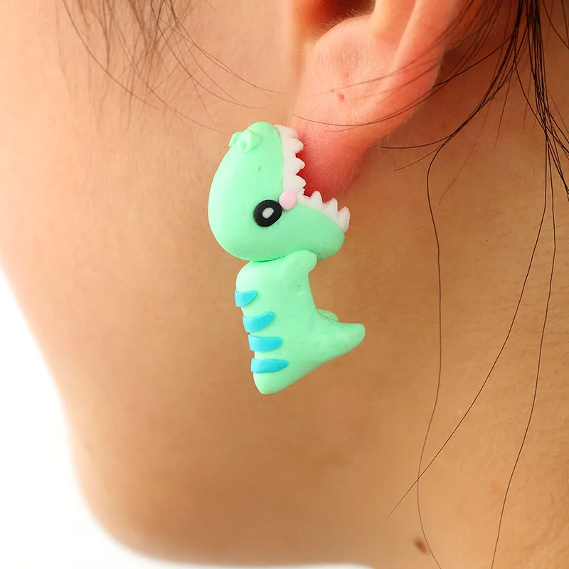 

Cartoon Cute Dinosaur Soft Clay Earrings Soft Clay Animal Earrings Tyrannosaurus Bite Earrings Dinosaur Party Fun Earrings