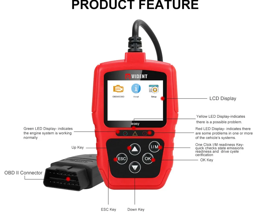 VIDENT easy300 OBD2/EOBD может считывать код сканер автомобильный диагностический инструмент сканирования четкие коды неисправностей как NT204 NT201
