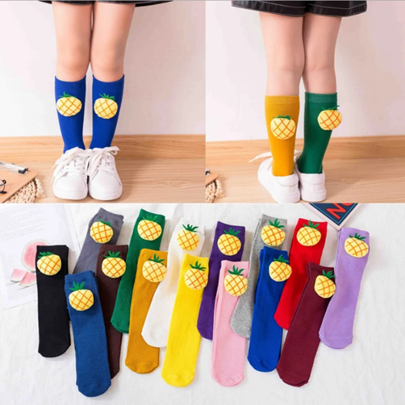 

2 пары/Лот, детские носки с героями мультфильмов, на весну и осень, в форме фруктов, ананасов, Детские хлопковые носки для мальчиков и девочек,...