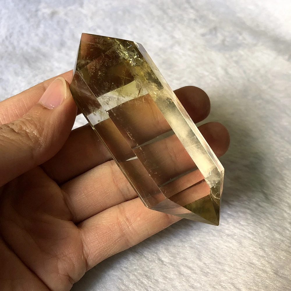 

Sale 1pcs Quality Natural Smoky Lemon Quartz Wand Double Point,Healing Point Chakra,Massage Gifts Approx 2"+