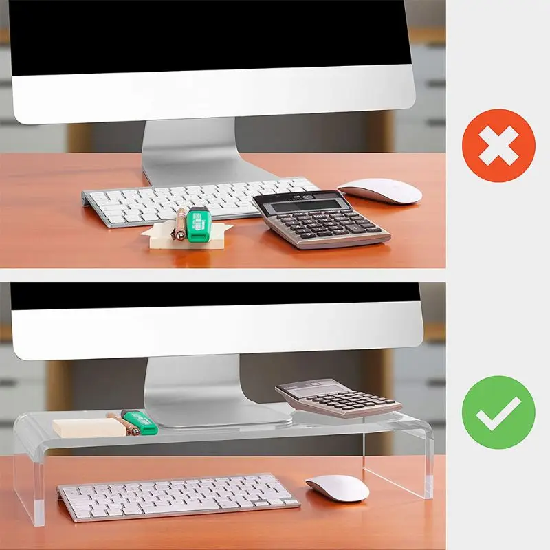 

Acrylic Universal Computer Monitor Riser Stand for Home Office Business Desk Gamers Multi Media Platform for Laptop Printer TV