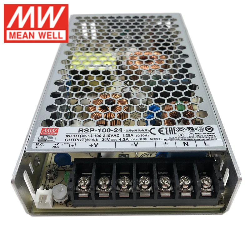MEAN WELL RSP-100 импульсный источник питания 3 V 5V 7 5 12V 15V 24V 27V 48V DC 100W pfc Meanwell трансформатор
