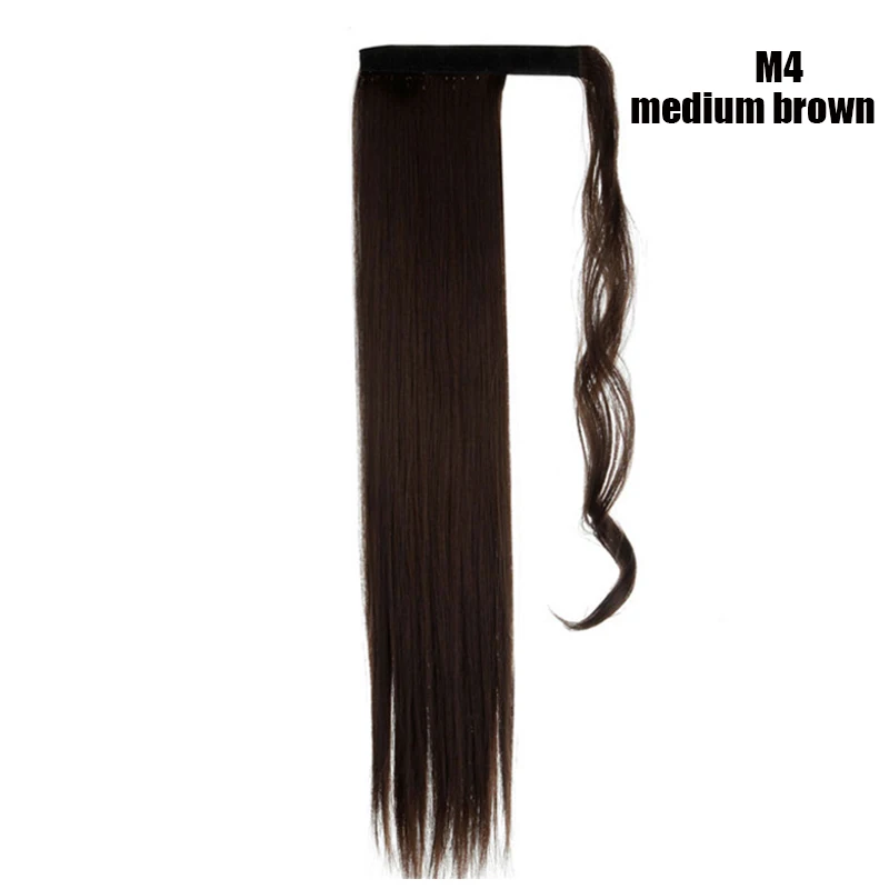 medium brown S-noilite 26 дюймов синтетический длинный прямой шнурок конский хвост клип в наращивание волос для женщин обернуть вокруг искусственный конский хвост шиньоны - Цвет: medium brown