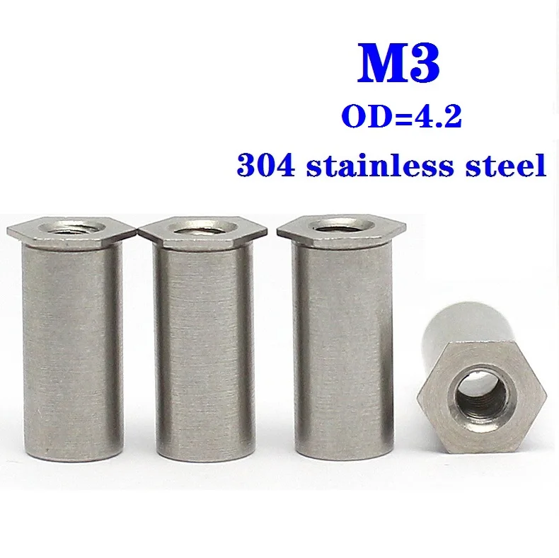100-200 шт. SOS-M3x3/4/5-16 304 дюйма заклепочная гайка из нержавеющей стали внешний диаметр =