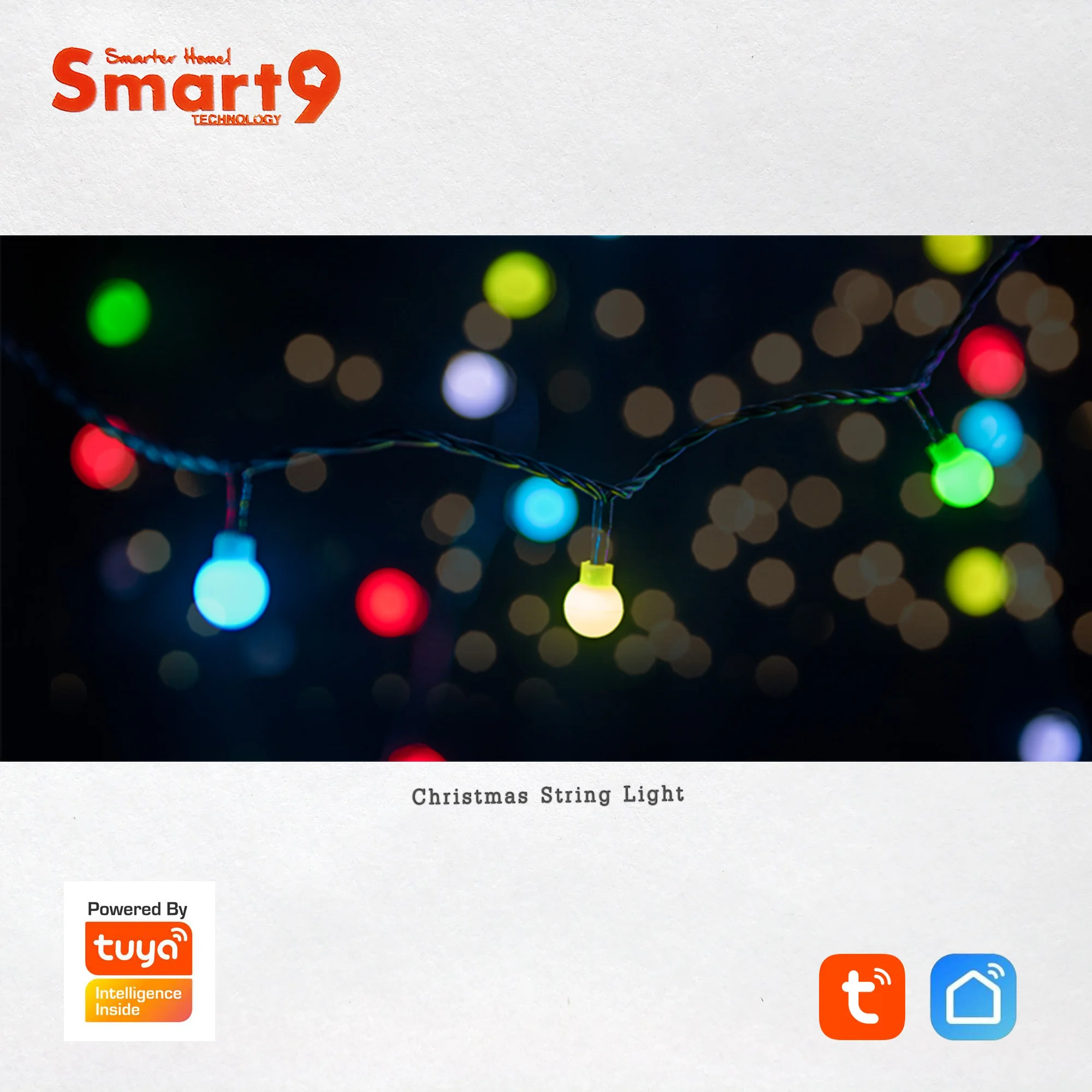 Гирлянда Smart9 на Рождество светодиодная смарт-гирлянда RGB 100 с подключением к Wi-Fi