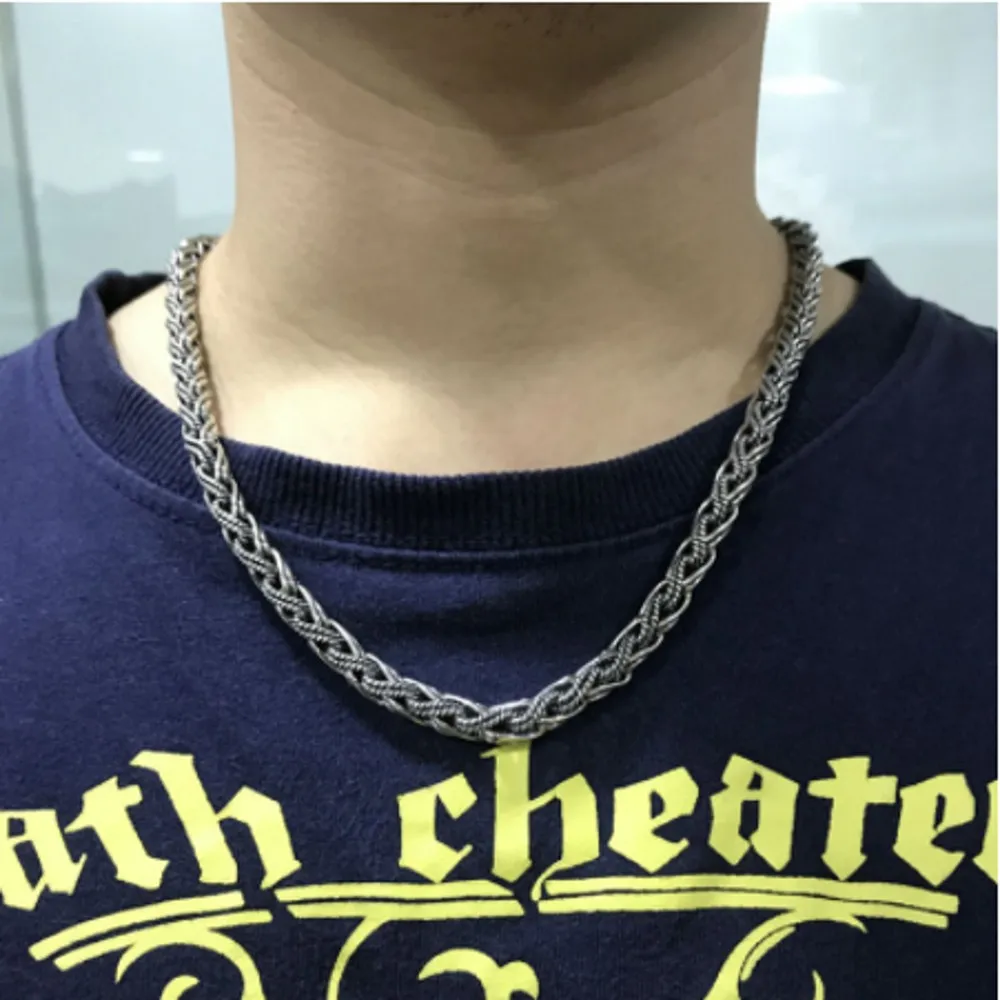 

New 100% real Solid S925 pure Silver Jewelry, Thai Silver Necklace for Man Personalized Hand Woven, Popular 7mm Man Necklace